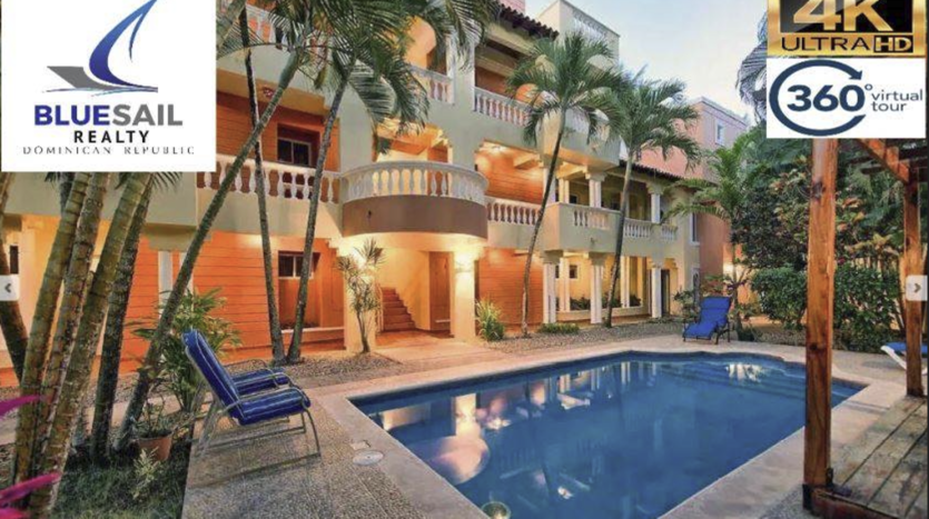 Elegant scene of penthouse in front of swimming pool